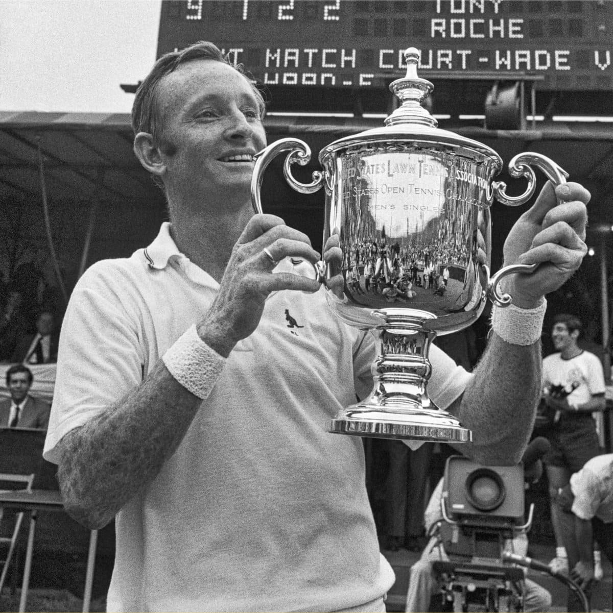 Rod Laver celebrating his victory at the first "Open" Wimbledon - Rolex Boutique Penang